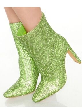 Lime green rhinestone boots